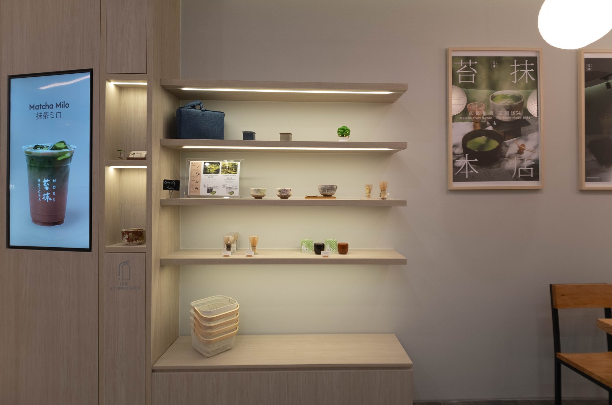 Warm lighting design in Japanese style cafe renovation Singapore