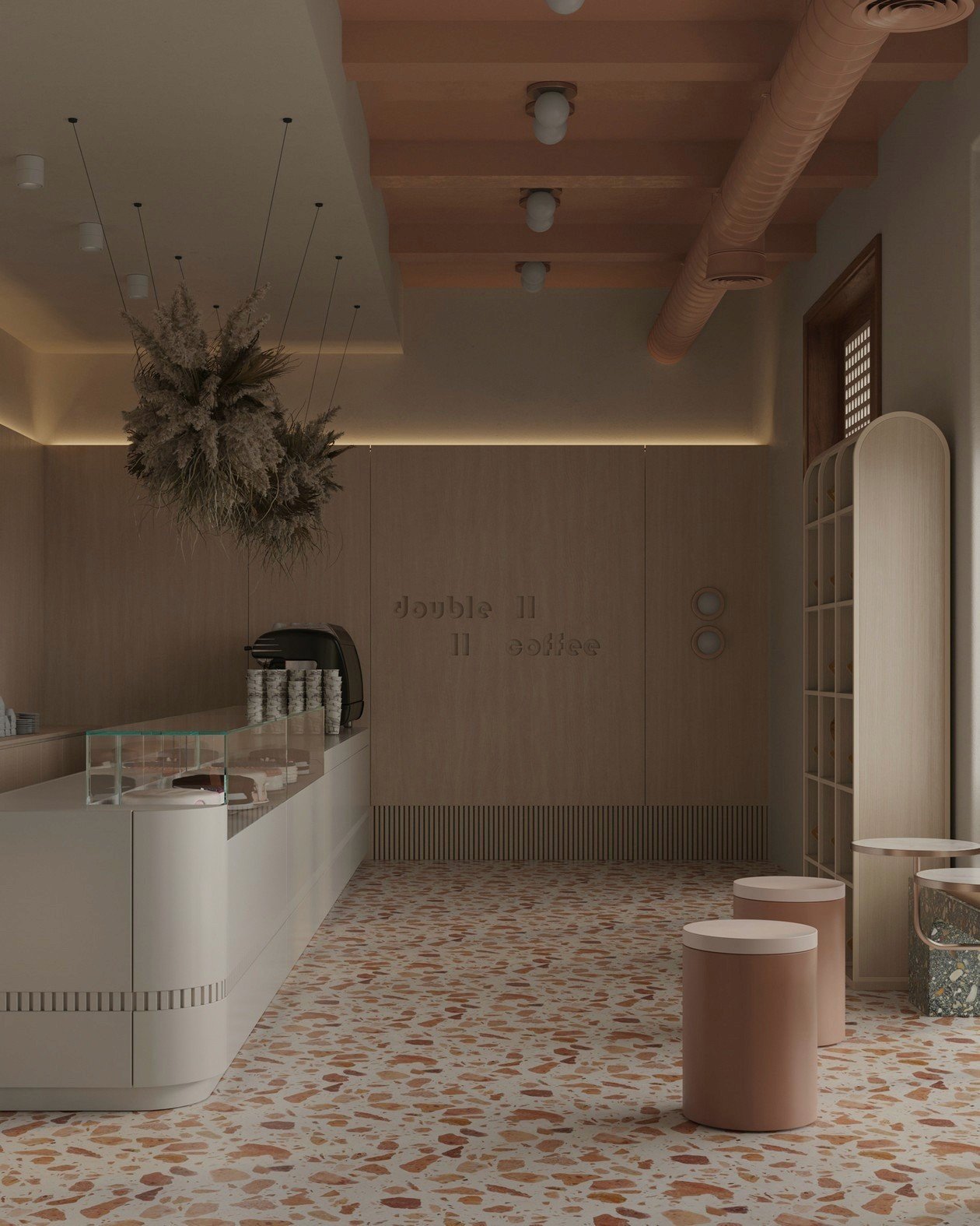Doubleii Coffee restaurant and cafe interior design project