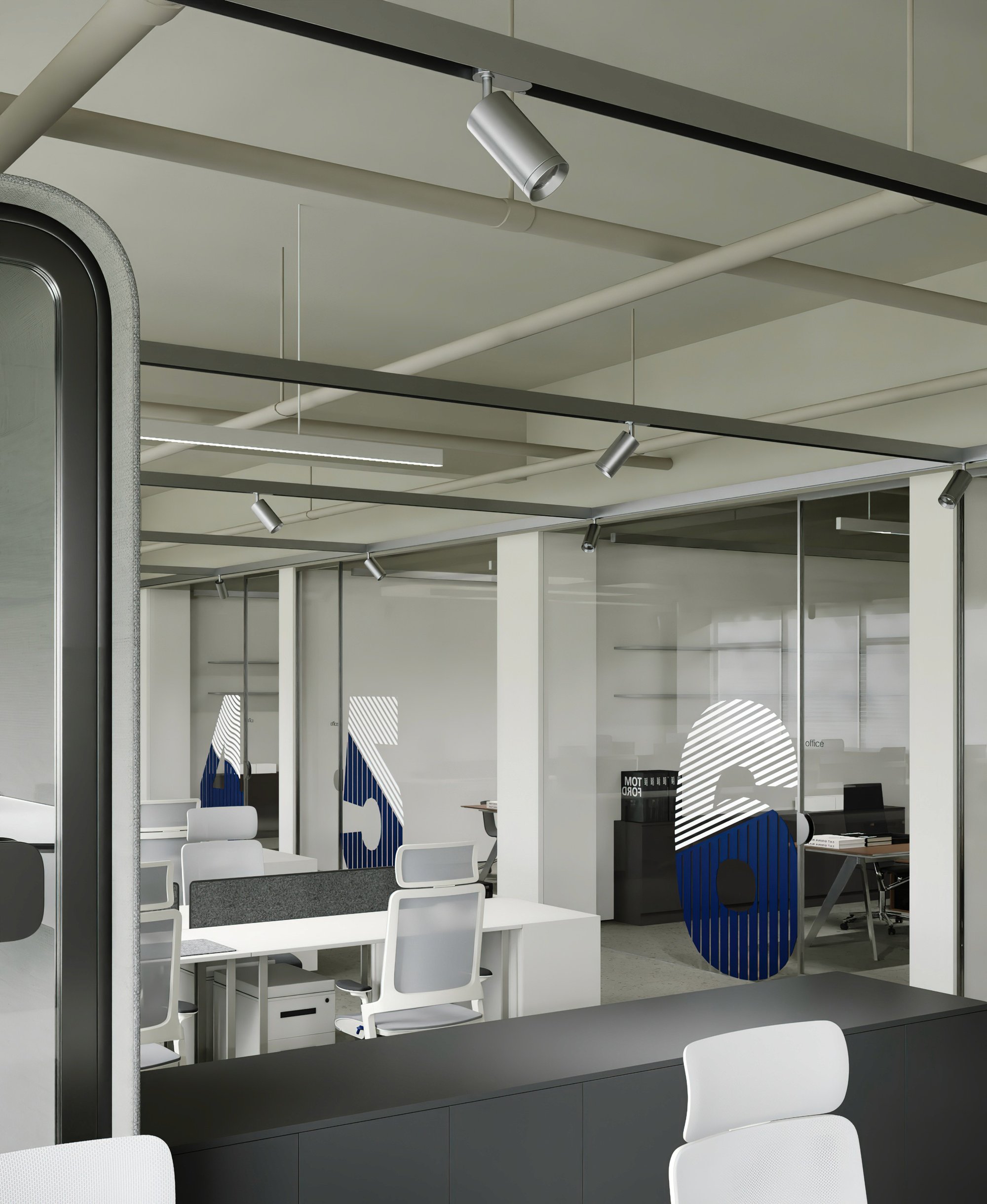 Modern boardroom design with a sleek meeting table and minimalist black chairs