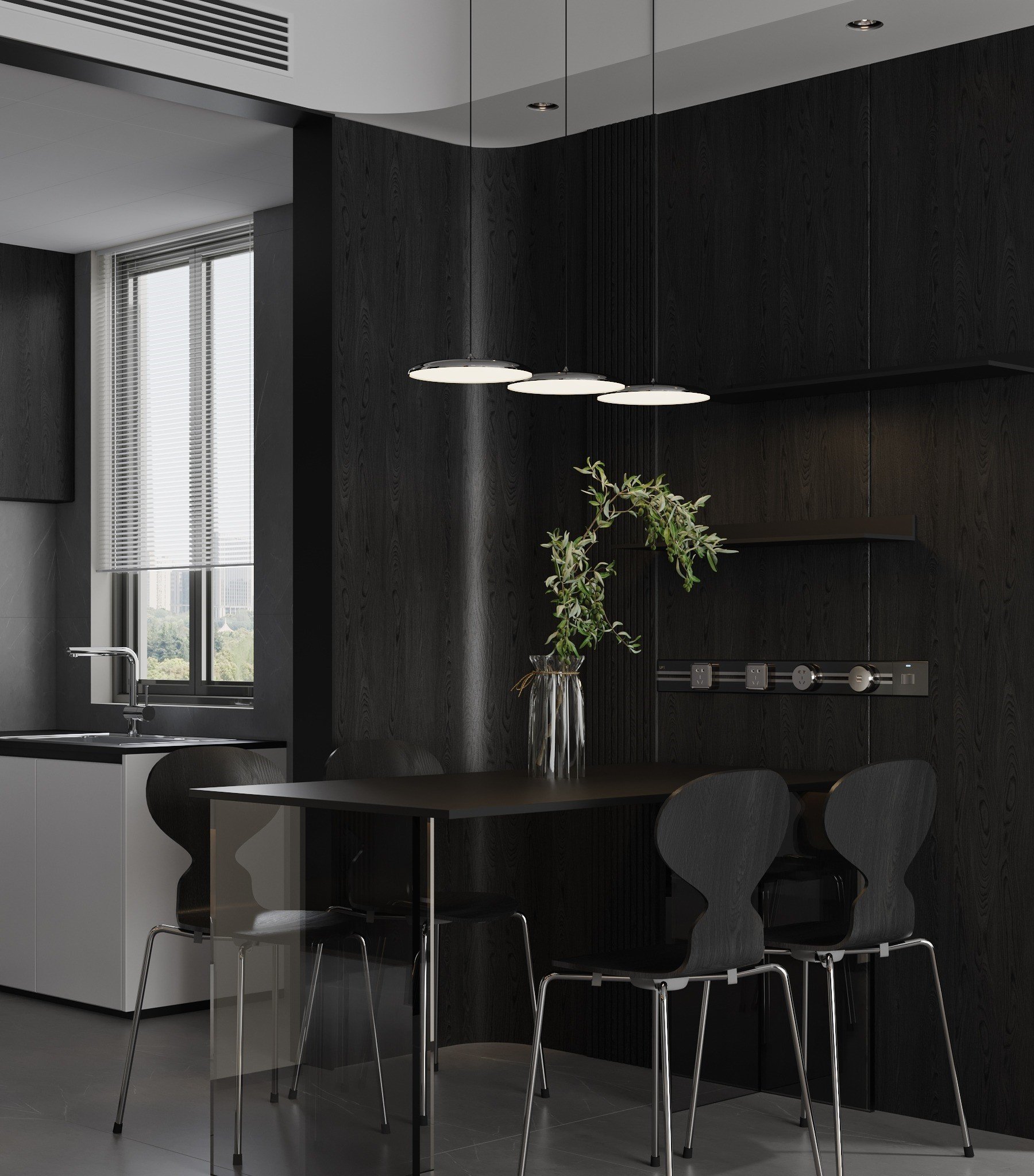 Black and white residential interior design Singapore